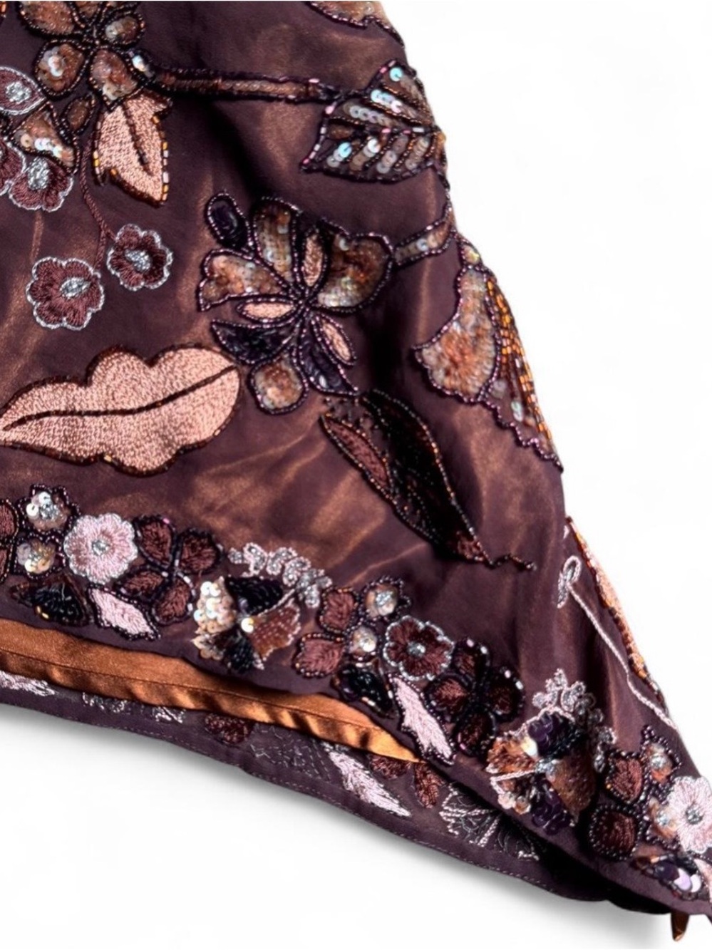 Scala Brown Embroidered Halter Camisole - Picture 3 of 5